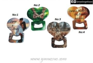 Uv Basklı Kalp Şeklinde Magnet  Açacak
