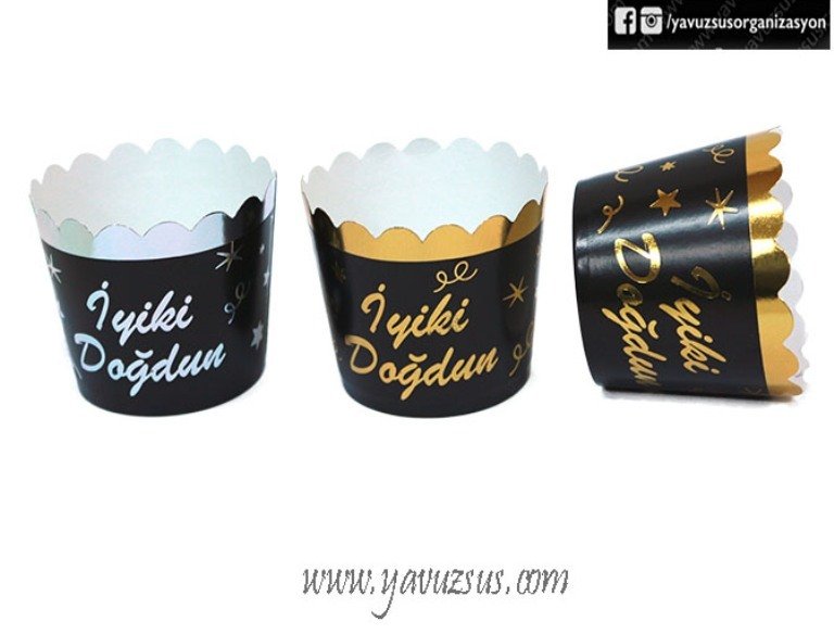 Yaldızlı Siyah Cup Cake(12 adet)