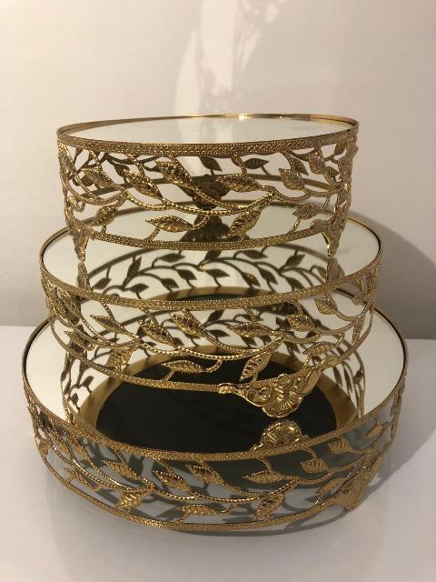 Yapraklı 25cm yuvarlak tepsi (KLD) ALTIN