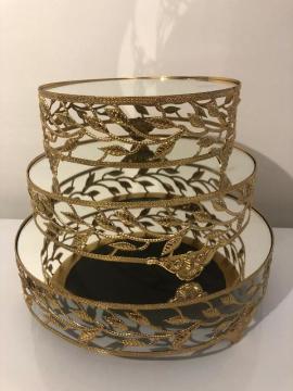 Yapraklı 25cm yuvarlak tepsi (KLD) ALTIN