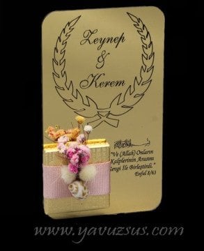 Çiçekli Çikolata ile Süslü Pleksi Nikah Şek(20 ad)