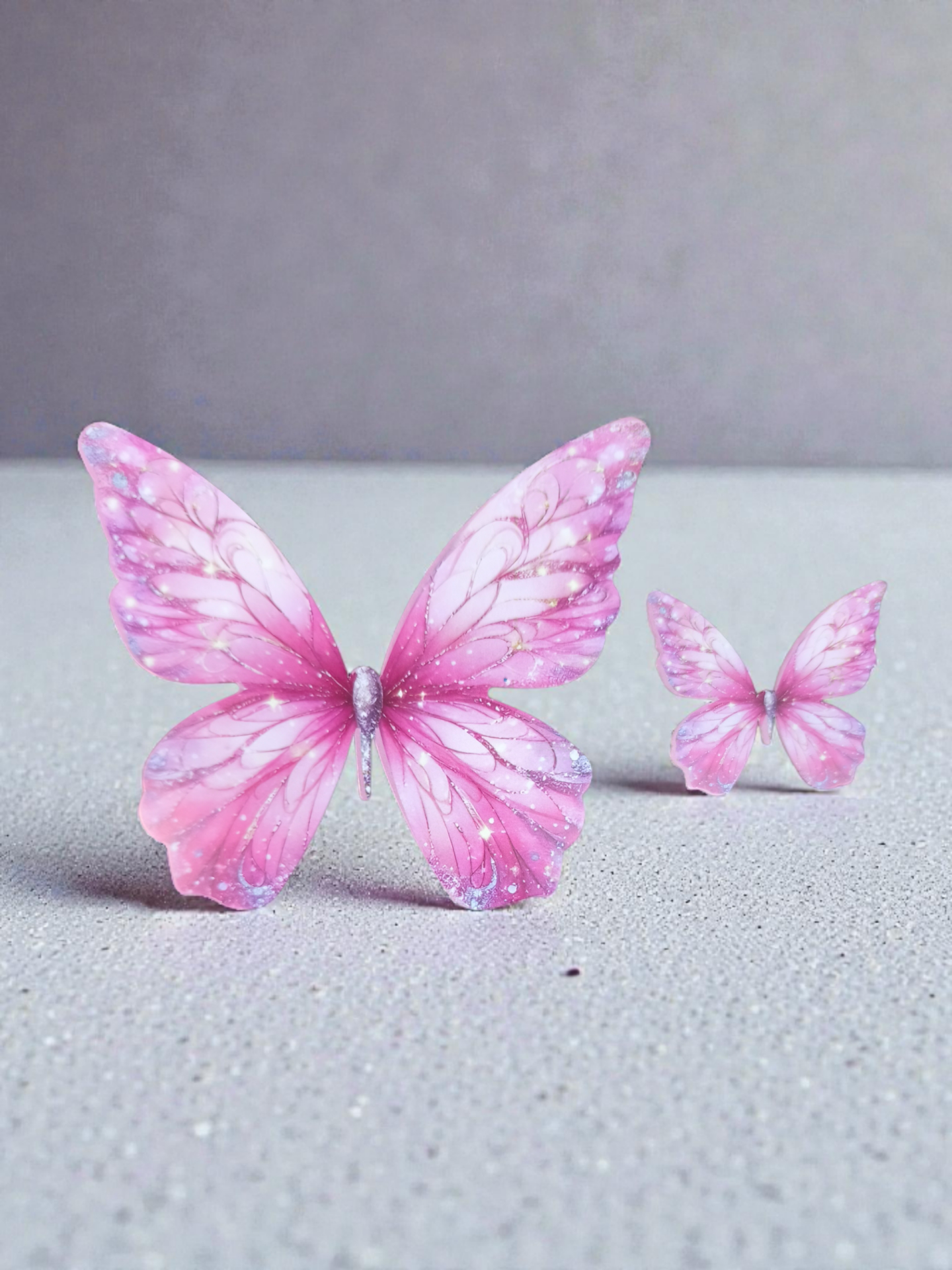 Tek tar. baskılı Büyük&Küçük pembe kelebek seti(25 tak.)