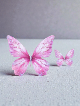 Tek tar. baskılı Büyük&Küçük pembe kelebek seti(25 tak.)