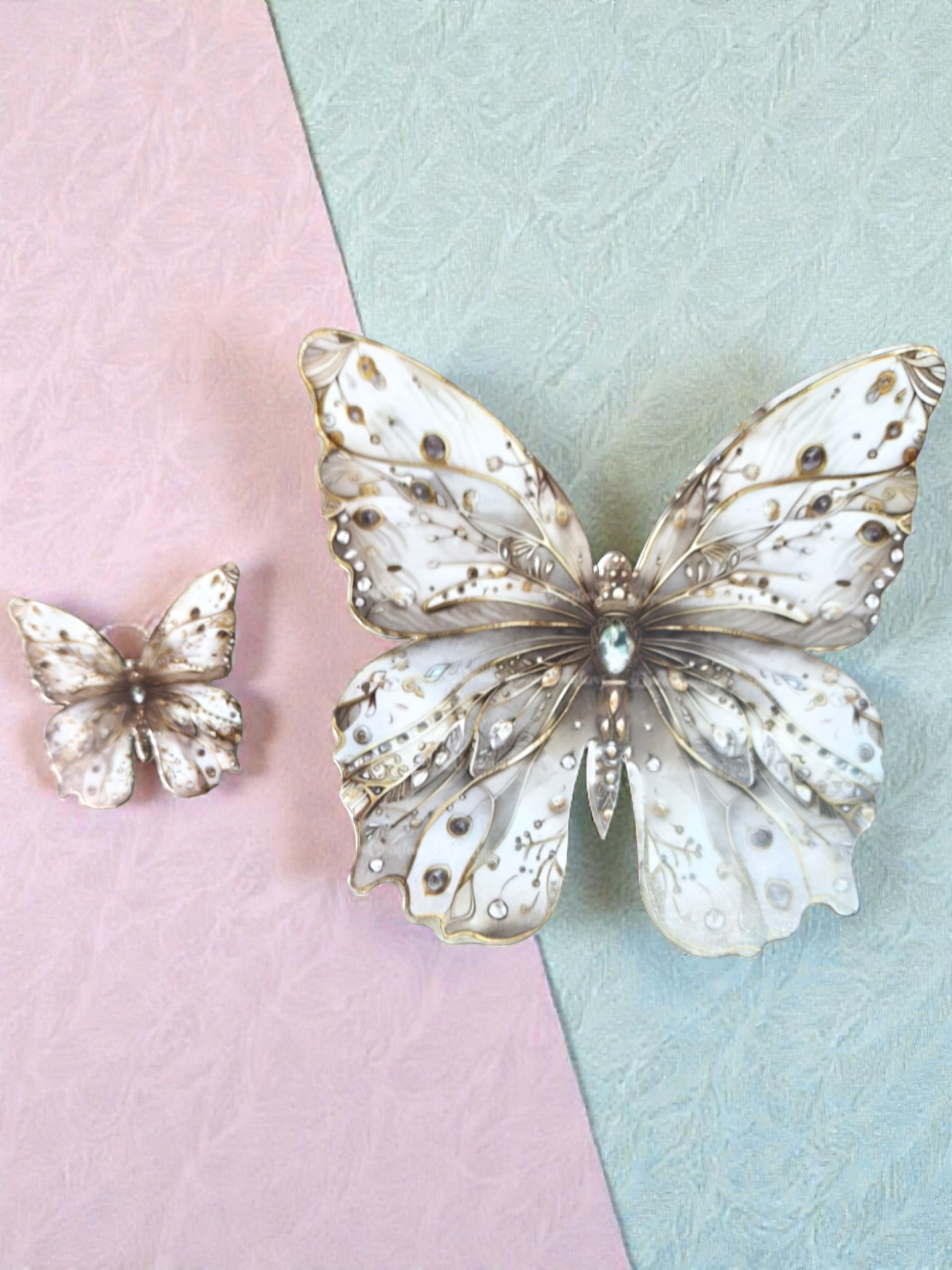 Tek tar. BaskılıBüyük&Küçük krem Kelebekseti (25 takım)