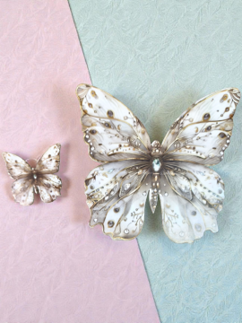 Tek tar. BaskılıBüyük&Küçük krem Kelebekseti (25 takım)