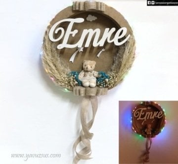 İsme Özel Işıklı Kraft Kapı Süsü