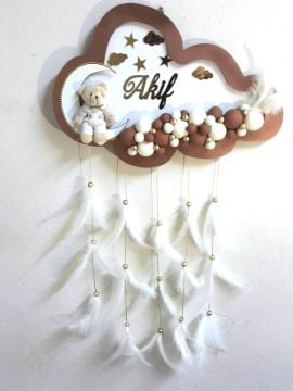 Işıklı Kahverengi  Bulut Şeklinde Kapı Süsü