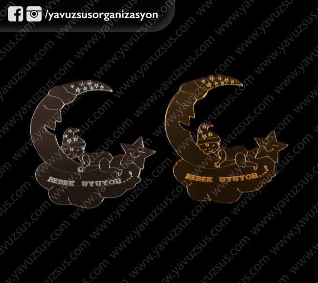 pleksi ayda uyuyan bebek özel tasarım ALTIN