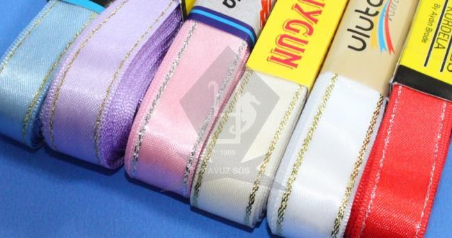 2cm kenarı simli saten kurdele MAVI