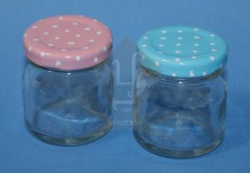 40cc Cam Kavanoz(Kapaklı) PEMBE PUANLI