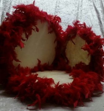 Tüylü 32cm ORTA boy deri tef KIRMIZI