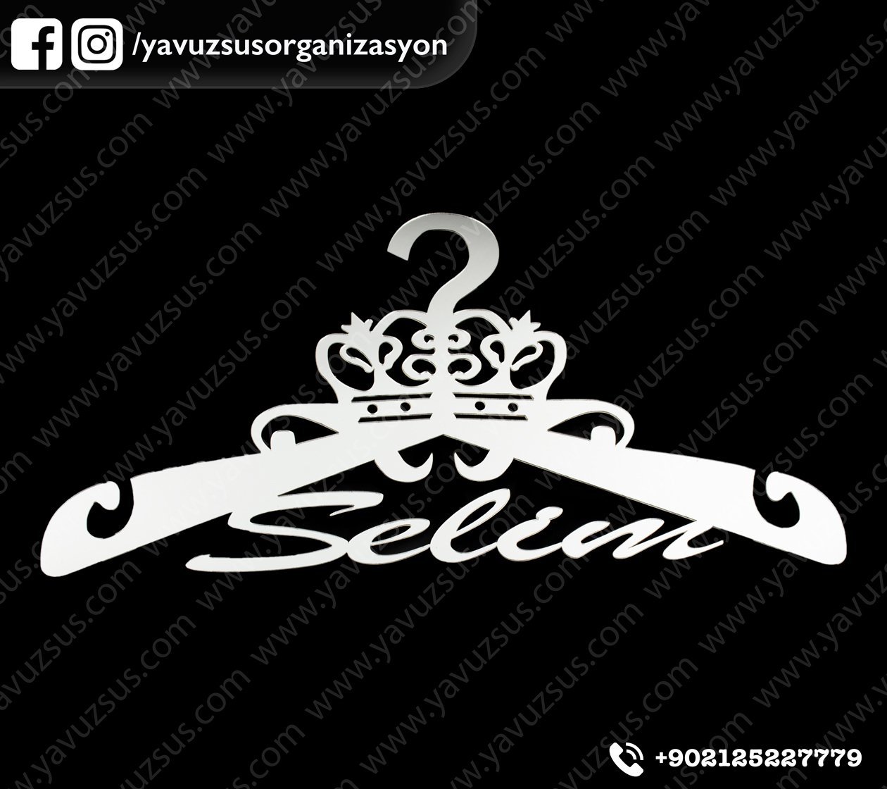Pleksi isme özel taçlı askı kapı süsü(35*19)