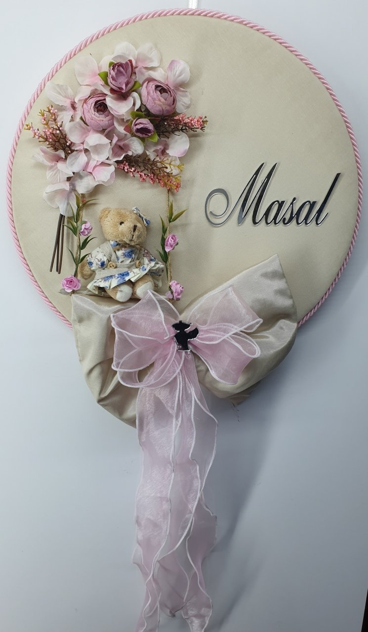 Yuvarlak salanan ayıcıklı   kapı süsü