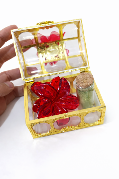 İsme özel sandık içinde şişe kına & lotus toka hediyelik(20 adet)