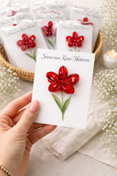 İsme özel kartta lotus toka hediyelik(20 adet)