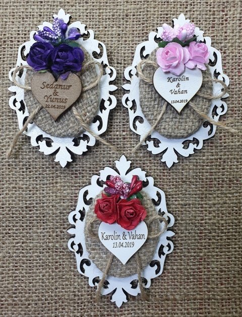 Kenarı desenli ahşap  çiçekli nik.şekeri(20 ad)