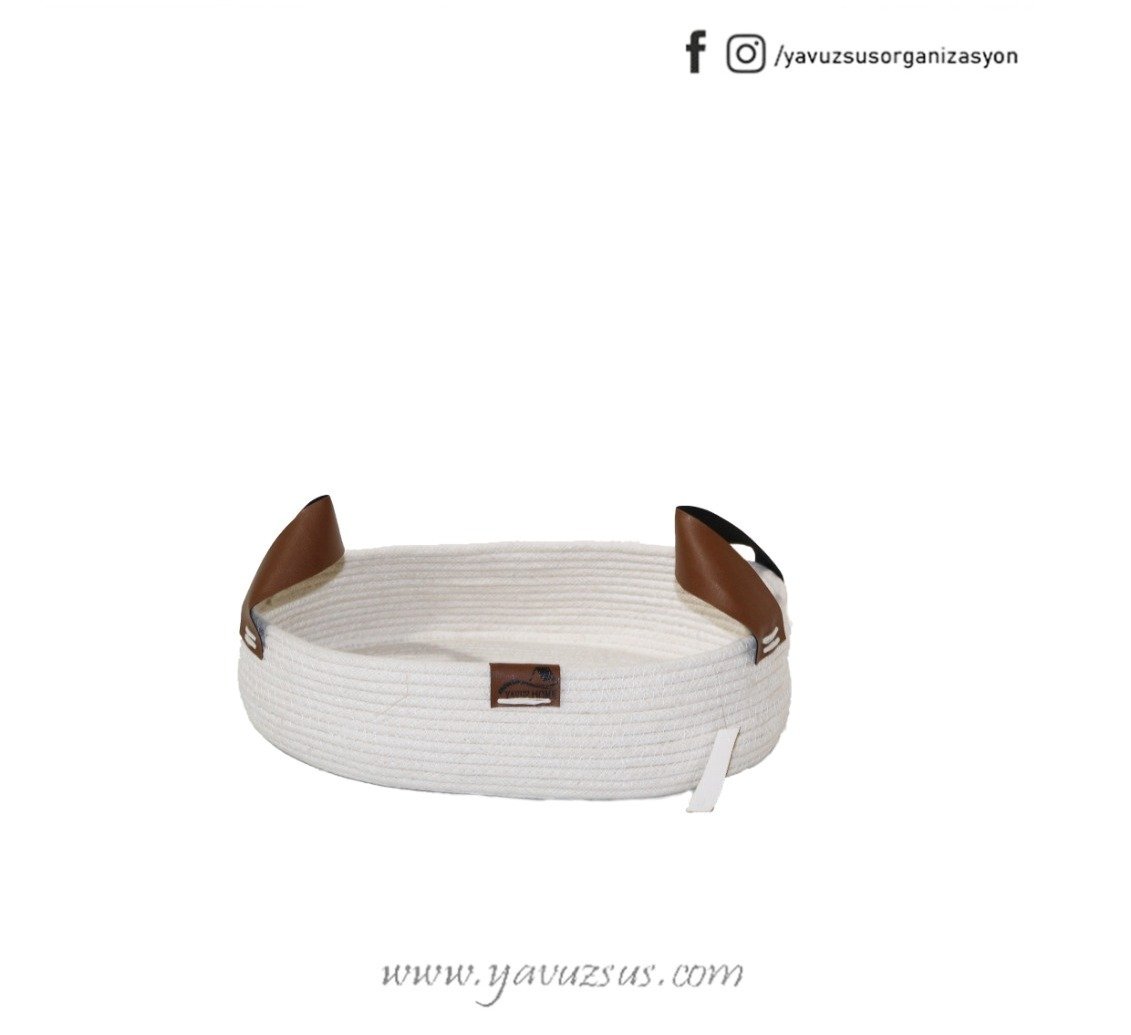 Krem Rengi Kulplu Sepet