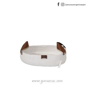 Krem Rengi Kulplu Sepet