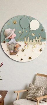 İki renk balonlu isme özel Pleksi Kapı süsü