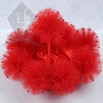 PONPONLU KINA SEPETI KIRMIZI