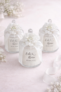 Şebboy çiçek dekorlu pvc mumlu kutu hediyelik(20 Adet)