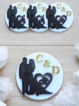 Beyaz Pleksi Üzerine Gelin Damat Hediyelik(20adet)