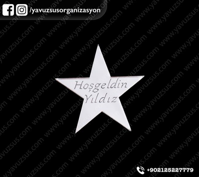 Pleksi yıldız yazılı(2mm) ALTIN 3X3