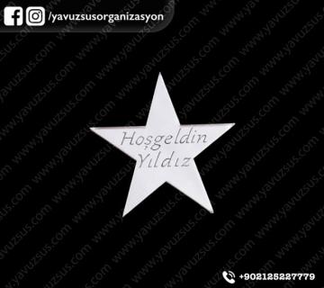 Pleksi yıldız yazılı(2mm) ALTIN 3X3