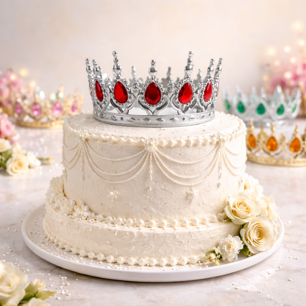 Taşlı tam tur pvc pasta üstü taç