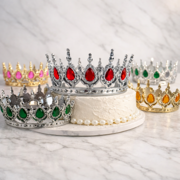 Taşlı tam tur pvc pasta üstü taç