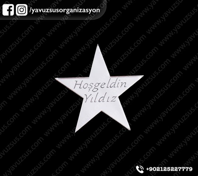 Pleksi yıldız yazılı(2mm) ALTIN 7X7