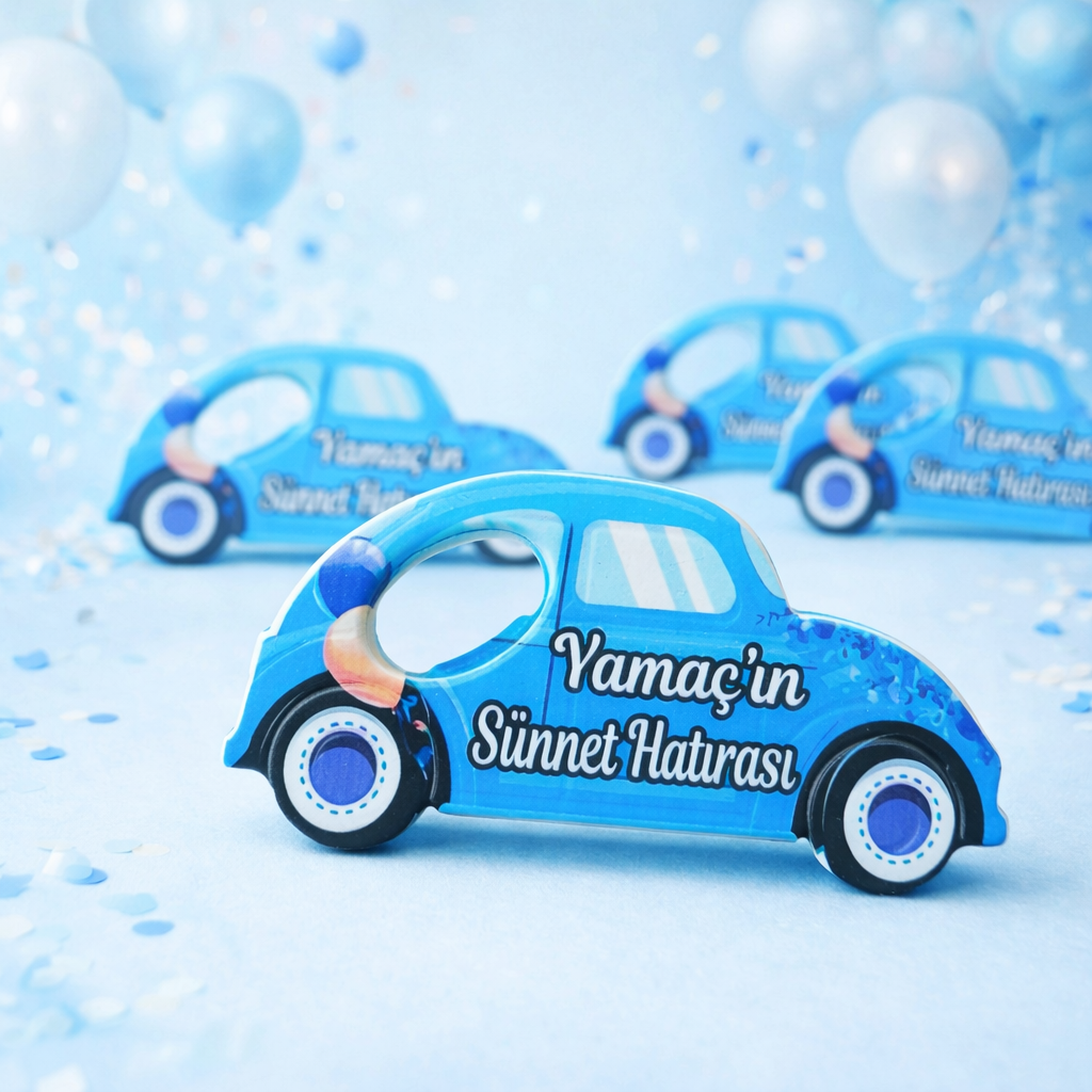Baskılı sünnet dekorlu mıknatıslı araba açacak