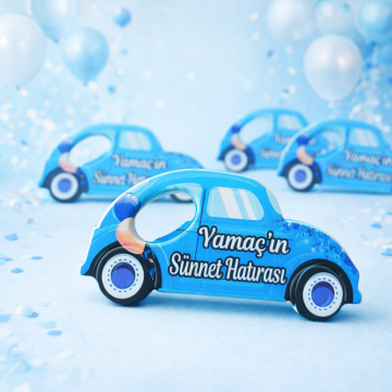 Baskılı sünnet dekorlu mıknatıslı araba açacak