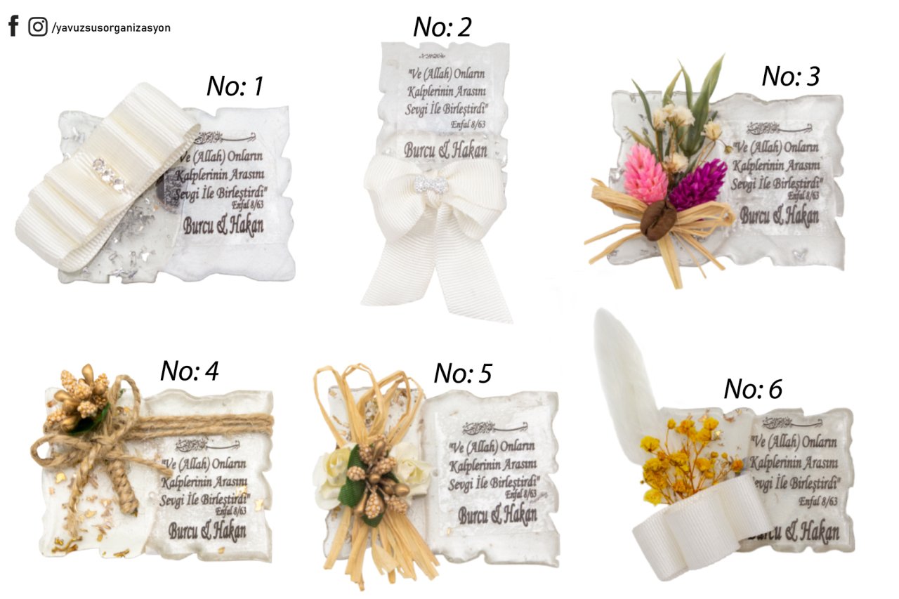 Dikdörtgen Süslemeli Epoksi Hediyelik(20 Ad.)