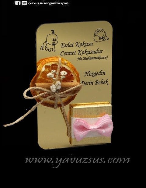 Pleksi Çikolata ve Portakal Süslü Bebek Şek(20 ad)