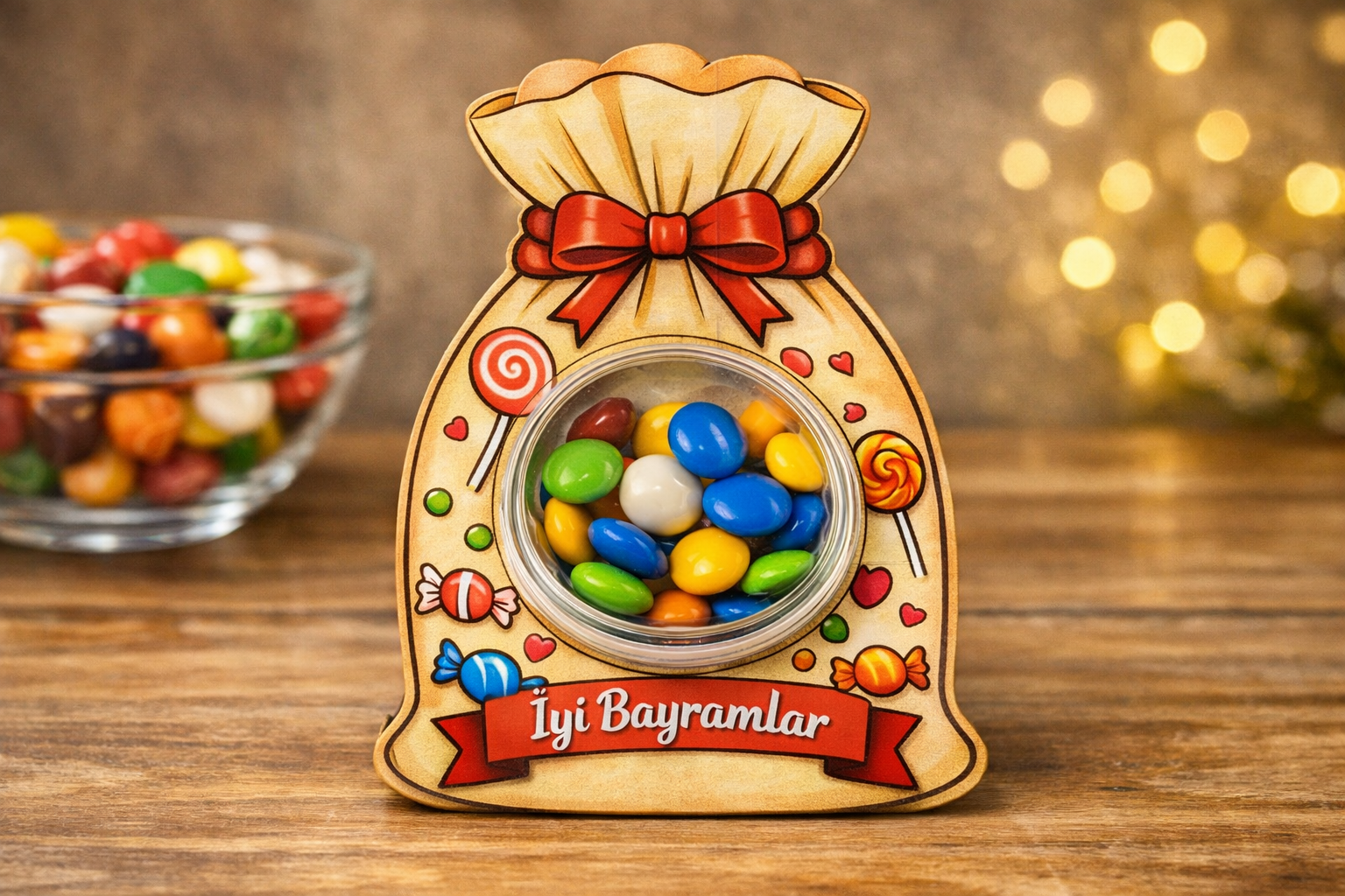 Ahşap kutulu Bayram kesesi modeli (10 adet)