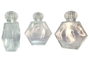 Koli İle Altıgen Şeklinde Cam Şişe(50cc)(144 ADET)