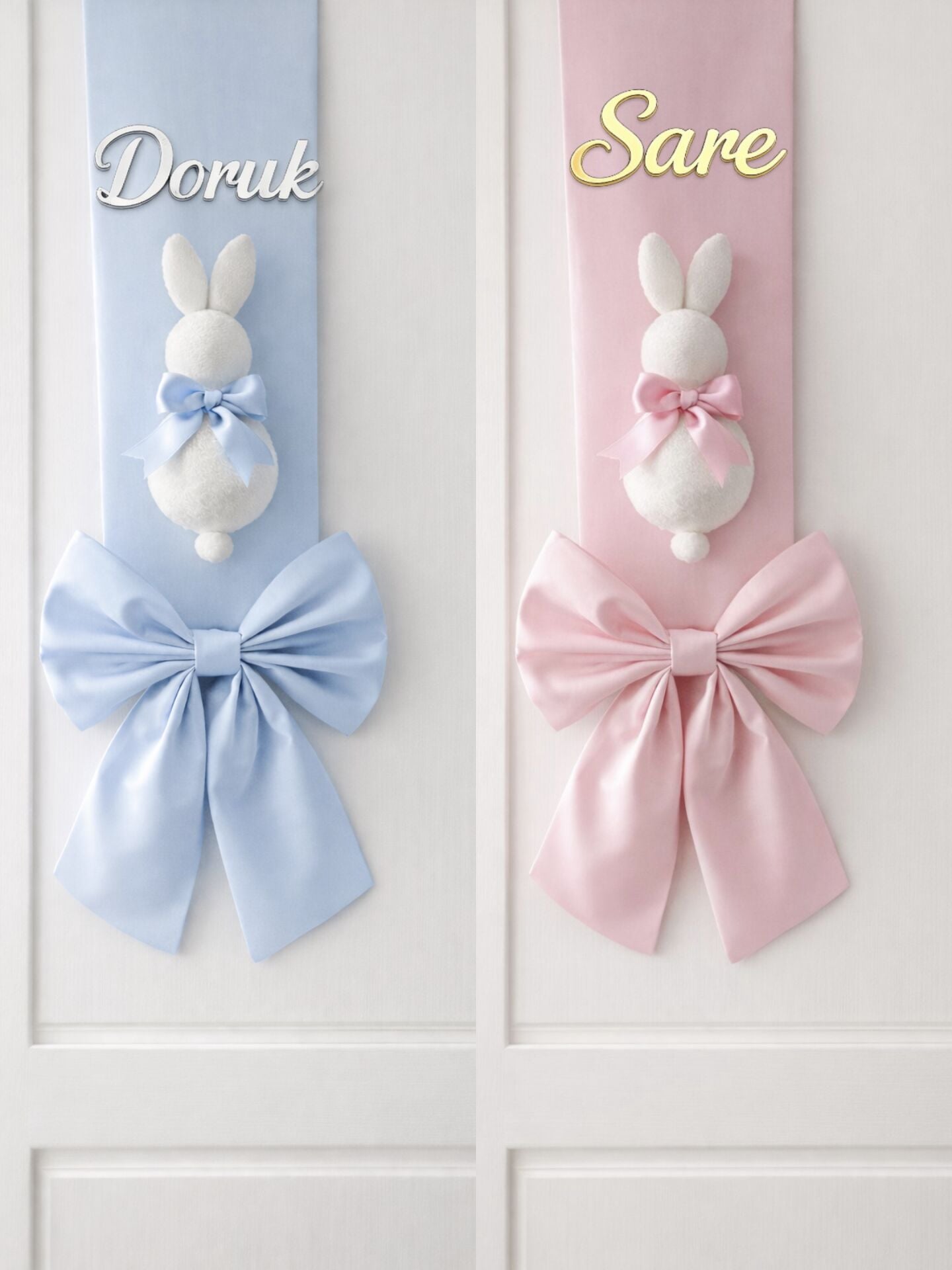 Çift taraflı tavşanlı kapı süsü fiyonku