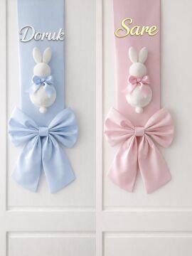 Çift taraflı tavşanlı kapı süsü fiyonku