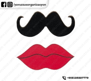 Minik Ahşap Bıyık&Dudak (50Adet)