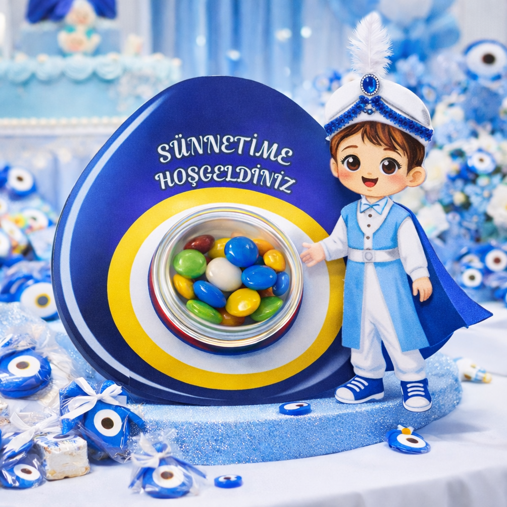 Ahşap  sünnet çocuklu kutulu şekerlik (10 adet)