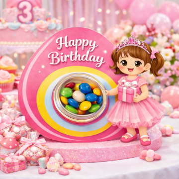 Ahşap  happy birthday kutulu şekerlik (10 adet)