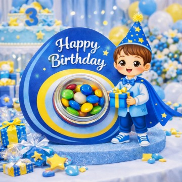 Ahşap  happy birthday kutulu şekerlik (10 adet)