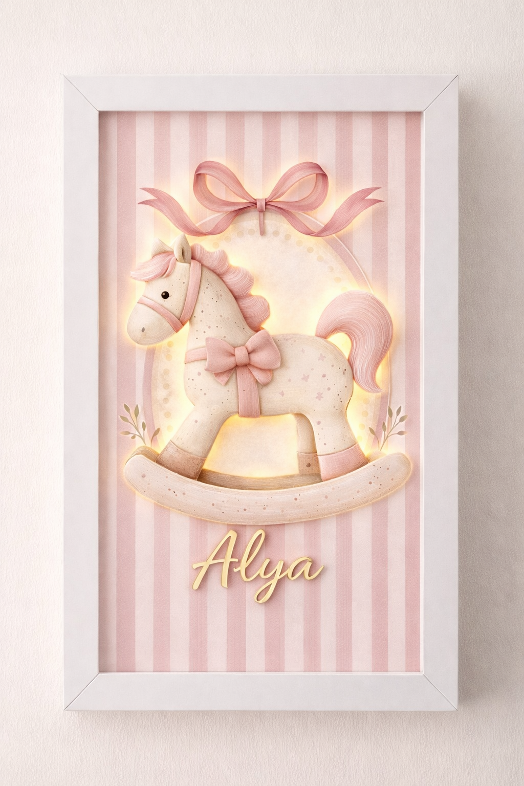 Çerçeve şeklinde pembe & mavi atlı kapı süsü