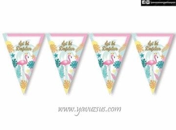 Flamingo İyiki Doğdun Üçgen Flama