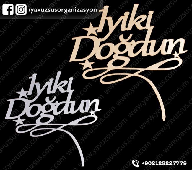 Pleksi pasta üzeri iyiki doğdun çubuk 20x20 ALTIN