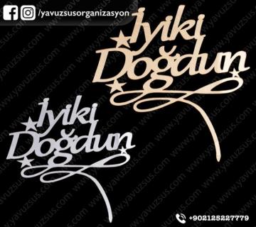 Pleksi pasta üzeri iyiki doğdun çubuk 20x20 GUMUS