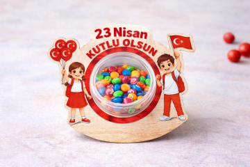 Ahşap  23 Nisan  kutulu şekerlik (10 adet)