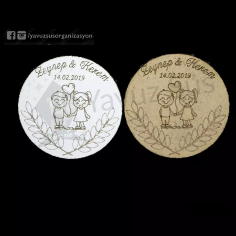 Gelin damat figürlü ahşap süs (6,5cm)