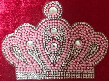 Büyük Pembe&Krem  incili Taç 12cm*9cm PEMBE